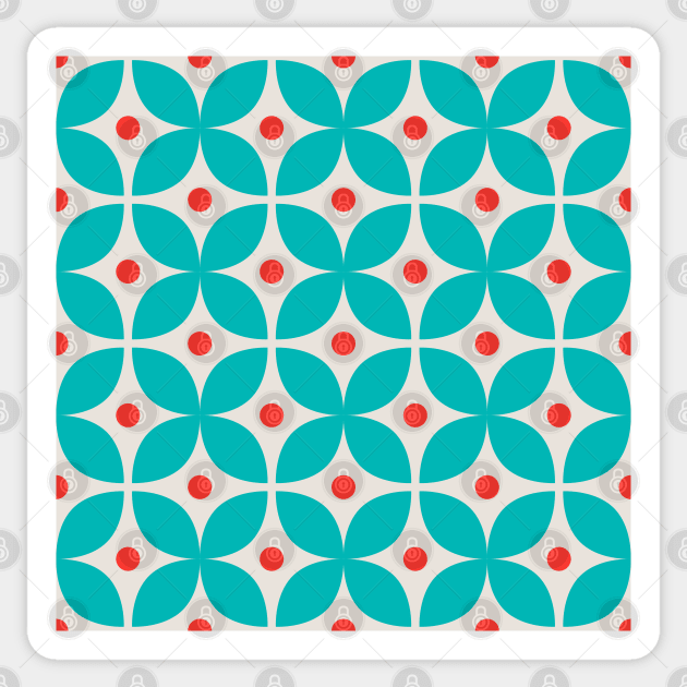 Geometric Pattern: Stylised Flower: Blue Sticker by Red Wolf